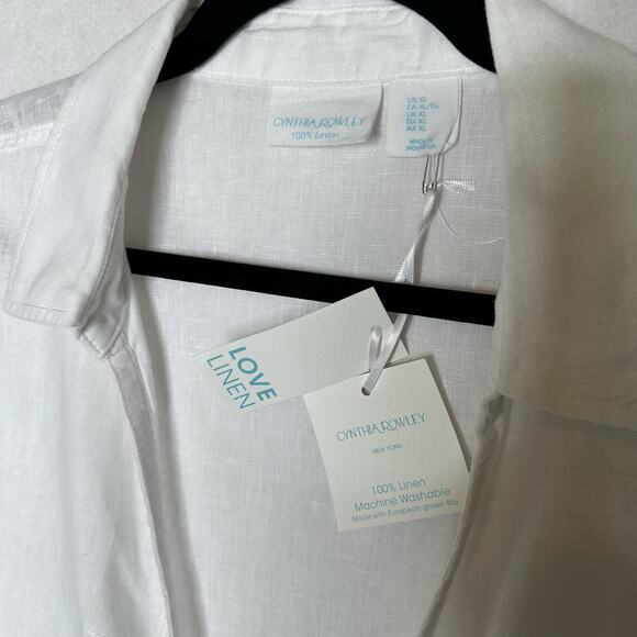 NWT Cynthia Rowley White Linen Sleeveless Wrap Tie Blouse – Size XL - Picture 4 of 9